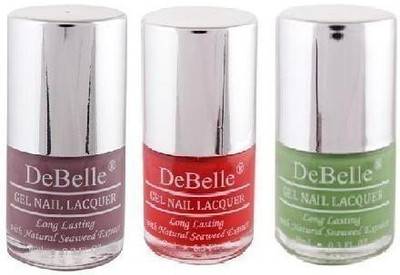 

DeBelle Gel Nail Lacquer 8 ml each Kit of 3 (Mauve,Red & Pastel Green) Majestique Mauve ,French affair ,Mystique Green(Pack of 3)