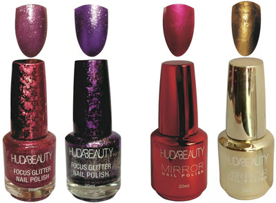 

Huda Beauty GLITTER AND MIRROR NAIL POLISH MULTI COLOR(Pack of 4)