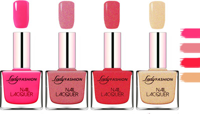 

Lady Fashion Extra Shine Extra Long Stay Chip Resistant Nail Polish Pink,Mauve,Pink,Beach Nude(Pack of 4)