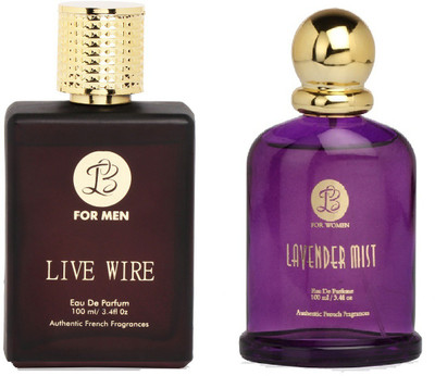 

Lyla Blanc Mens LIVE WIRE & Womens LAVENDER MIST - (Set of 2 Perfume for Couple) (100ml each) Eau de Parfum - 100 ml(For Men & Women)
