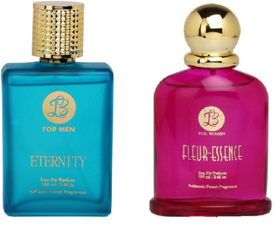 

Lyla Blanc Mens ETERNITY & Womens FLEUR-ESSENCE - (Set of 2 Perfume for Couple) (100ml each) Eau de Parfum - 100 ml(For Men & Women)