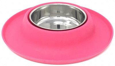 

GLOBAL BAZARRO Round Stainless Steel Pet Bowl(250 ml Steel, Pink)