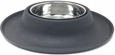 

GLOBAL BAZARRO Round Stainless Steel Pet Bowl(250 ml Steel, Black)