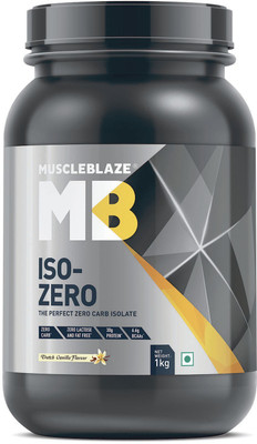 MuscleBlaze Iso-Zero, Zero Carb 100% Whey Isolate Whey Protein(1 kg, Dutch Vanila)