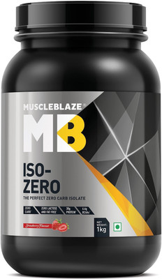 MuscleBlaze Iso-Zero, Zero Carb 100% Whey Isolate Whey Protein(1 kg, Strawberry)