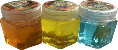 

PTCMart Dinosaur and Cadillacs Slime Putty with Figure Set of 3 Multicolor Putty Toy Multicolor Putty Toy