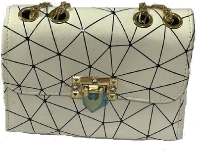 

D.S.FABRICS Women Evening/Party White PU Sling Bag