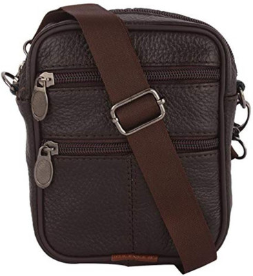 Sky Nova Men Casual Brown Genuine Leather Sling Bag