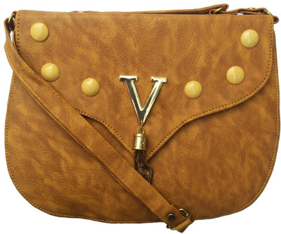 AVS Women Evening/Party, Casual Tan PU Sling Bag