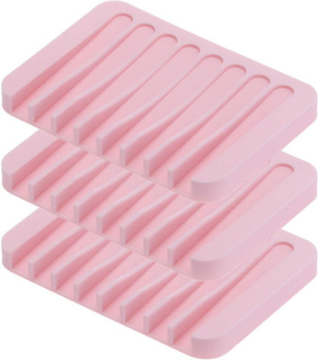 

Baskety 3 Pack Soap Dish with Drain, Soap Holder, Soap Saver, Easy Cleaning, Keep Soap Bars Dry & Clean(Pink)