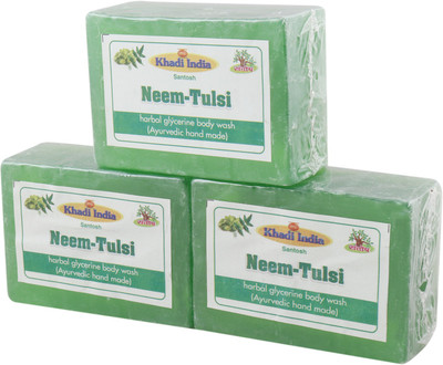 

Khadi India Santosh Neem Tulsi Harbal Glycerin Body Wash Soap (Ayurvedic Hand Made) (Pack of 3)(375 g, Pack of 3)