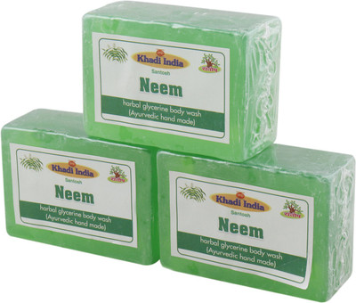 

Khadi India Santosh Neem Harbal Glycerin Body Wash Soap (Ayurvedic Hand Made) (Pack of 3)(375 g, Pack of 3)
