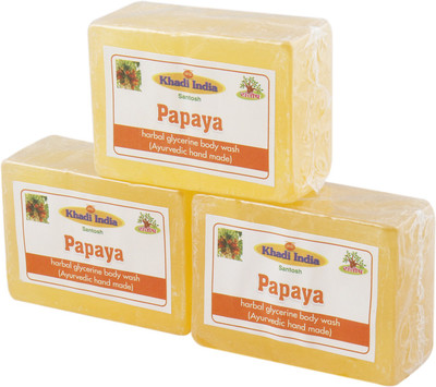 

Khadi India Santosh Papaya Harbal Glycerin Body Wash Soap (Ayurvedic Hand Made) (Pack of 3)(375 g, Pack of 3)