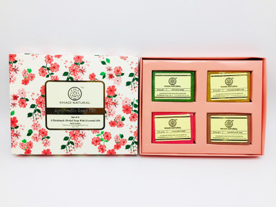

Khadi Natural Ayurvedic Soap Kit (Set Of 4)Herbal Aloevera Soap Herbal Rosewater Soap Herbal Haldi-Chandan Soap Herbal Sandalwood Soap(400 g, Pack of 4)