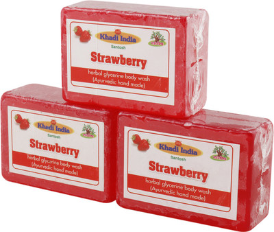 

Khadi India Santosh Strawberry Harbal Glycerin Body Wash Soap (Ayurvedic Hand Made) (Pack of 3)(375 g, Pack of 3)