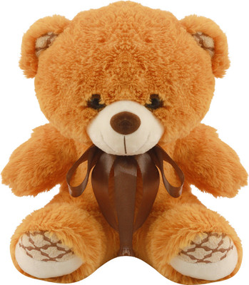 

Miss & Chief Cute Sitting Teddy Bear with Furr Stuffed Plush Toy With Ribbon - 30 cm(Brown)