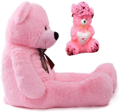 

THE HIGH THINKING TOYS Combo Offer Pack of Two Extra Large Pink Teddy Bear 5 Feet & Teddy Bear with Cap 40 Cm - 150 cm(Pink)