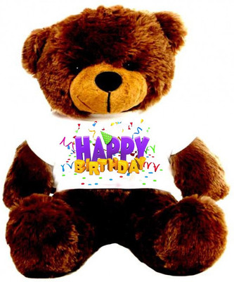 

CLICK4DEAL Long Wearing A Happy Birthday T-Shirt ( Bear 152 cm ) with Free Heart Shape Pillow - 152 cm(chocolate Brown)