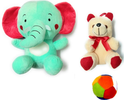 

rsenterprises CHILD GIFT PACK with elephant Cute soft toy with 18 cm teddy bear and 1 small boll Stuffed Cartoon Toy For kids birthday gift return gift love girl - 33 CM - 33 cm(Multicolor)