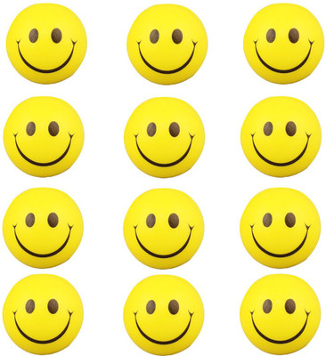 

Red Ballons 12 Pcs Set of Smiley FACE Squeeze Ball - 8 cm(Yellow)