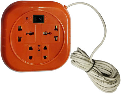 

ACCESSOREEZ Extensionbox_4 Socket 1 Switch 4 Socket Surge Protector(Red)