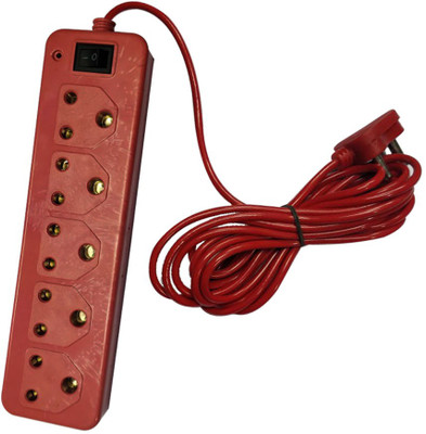 

ACCESSOREEZ Extensionbox_5 Socket 1 Switch 5 Socket Surge Protector(Red)