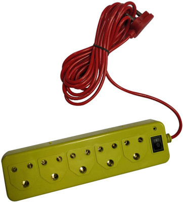 

ACCESSOREEZ Extensionbox_5 Socket 1 Switch 5 Socket Surge Protector(Yellow)