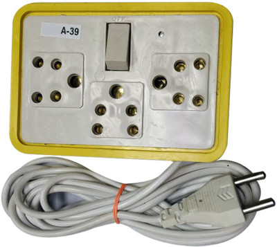 

ACCESSOREEZ Extensionbox_3 Socket 1 Switch 3 Socket Surge Protector(Yellow)