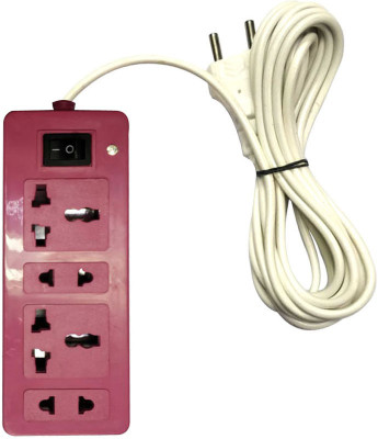 

ACCESSOREEZ Extensionbox_4 Socket 1 Switch 4 Socket Surge Protector(Pink)