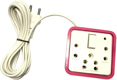 

ACCESSOREEZ Extensionbox_3 Socket 1 Switch 3 Socket Surge Protector(Pink)
