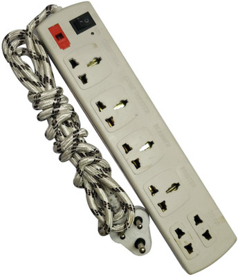 

SHOPTICO Extensionbox_6 Socket 1 Switch With fuse 6 Socket Surge Protector(White)