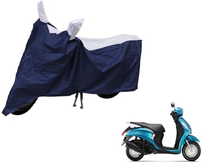 Auto Hub Two Wheeler Cover for Yamaha(Fascino, Blue, Silver)