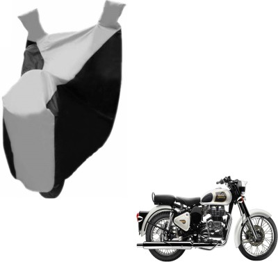 NIKS Two Wheeler Cover for Royal Enfield(Classic 350, Black, Silver)