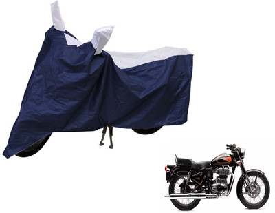 Auto Hub Two Wheeler Cover for Royal Enfield(500, Blue, Silver)