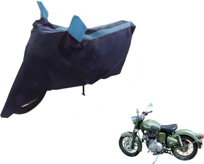 NIKS Two Wheeler Cover for Royal Enfield(Battle, Black, Blue)