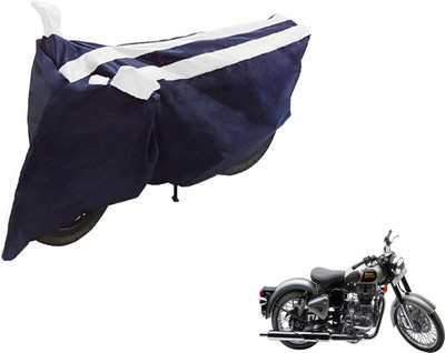 NIKS Two Wheeler Cover for Royal Enfield(Classic 500, Black, White)