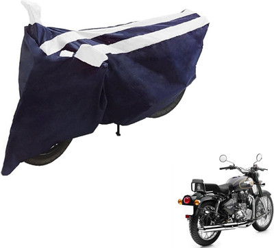 NIKS Two Wheeler Cover for Royal Enfield(Bullet 500, Black, White)