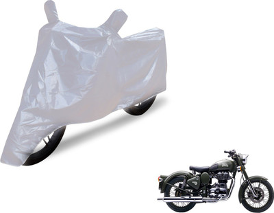 NIKS Two Wheeler Cover for Royal Enfield(Battle Green, Silver)