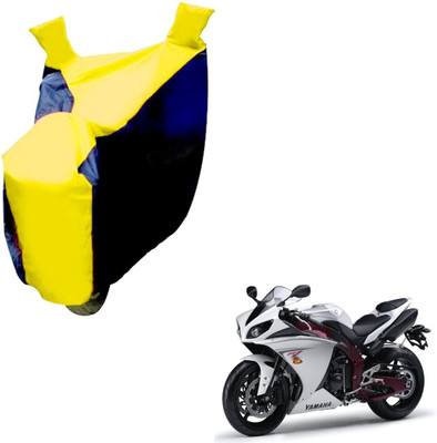 NIKS Two Wheeler Cover for Yamaha(Black, Yellow)