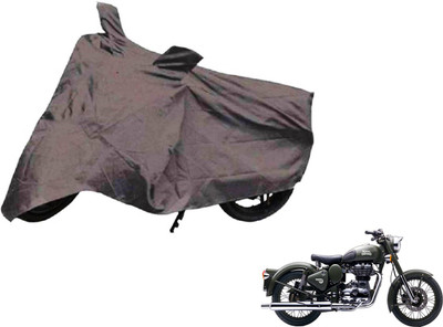 NIKS Two Wheeler Cover for Royal Enfield(Battle Green, Grey)
