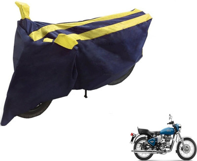 NIKS Two Wheeler Cover for Royal Enfield(Black, Yellow)