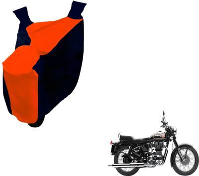 NIKS Two Wheeler Cover for Royal Enfield(Bullet 350, Black, Orange)