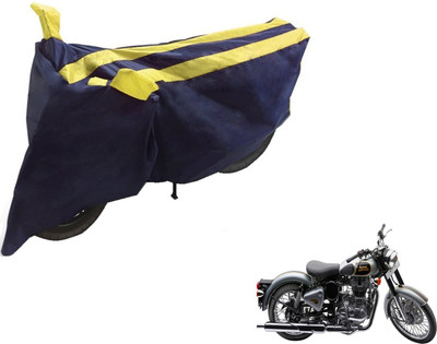 NIKS Two Wheeler Cover for Royal Enfield(Classic 500, Black, Yellow)