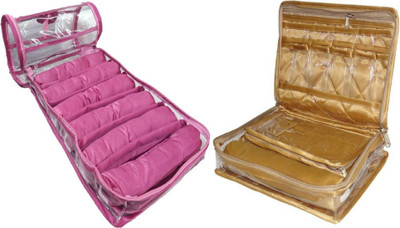 

ultimatefashionista Combo 6rods Bangle box, Churi box Bracelet Watch Jewelery vanity Box,Necklace Pouches Bag,Necklace Bangle Locker, Cosmetic toiletary Organizer makeup kit jewellery box(gold,pink) vanity box Vanity Box(Multicolor)