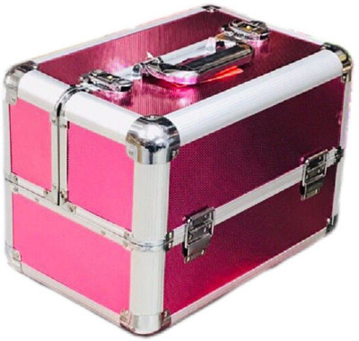 

fundatraders Big Pink Professional Cosmetic Vanity Box with Key Lock vanity box Vanity Box(Pink)