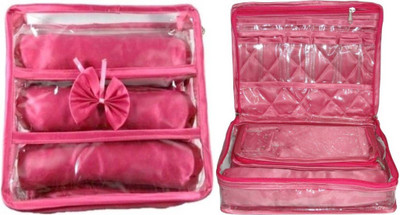 

ultimatefashionista Combo 3rods Bangle box, Churi box Bracelet Watch Jewelery vanity Box,Necklace Pouches Bag,Necklace Bangle Locker, Cosmetic toiletary Organizer makeup kit jewellery box(pink) vanity box Vanity Box(Multicolor)