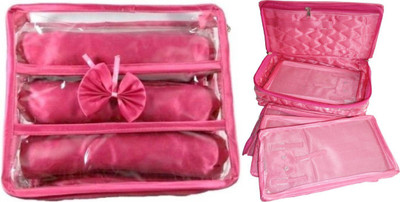 

ultimatefashionista Combo 3rods Bangle box, Churi box Bracelet Watch Jewelery vanity Box ,Necklace 5 Slot Pouches Bag, Cosmetic toiletary Organizer makeup kit jewellery box(pink) vanity box Vanity Box(Multicolor)
