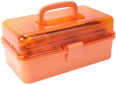 

HOKIPO 3 Layer Makeup Box for Storage, Orange Make up Vanity Box(Orange)