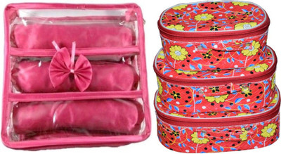 

ultimatefashionista Combo 3rods Bangle box, Churi box Bracelet Watch Jewelery vanity Box,Necklace Pouches Bag,Necklace Bangle Locker, Set of 3 Shaving Cosmetic toiletary Organizer makeup kit jewellery box(pink) vanity box Vanity Box(Multicolor)