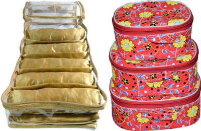 

ultimatefashionista Combo 5rods Bangle box, Churi box Bracelet Watch Jewelery vanity Box,Necklace Pouches Bag,Necklace Bangle Locker, Set of 3 Shaving Cosmetic toiletary Organizer makeup kit jewellery box(gold,pink) vanity box Vanity Box(Multicolor)
